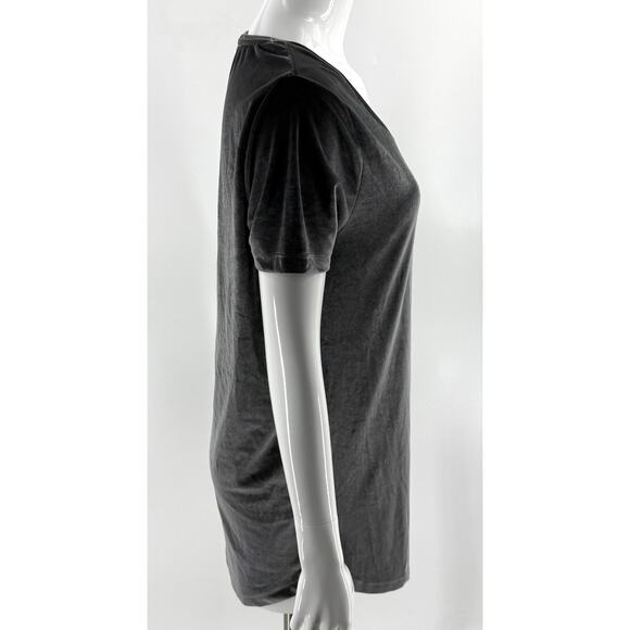 Asos Mini Tee Shirt Dress Size Small Velour Dark Gray Scoop Neck Womens - Picture 3 of 7